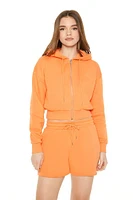 Cropped Fleece Zip-Up Hoodie