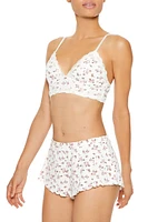 Lace-Trim Floral Longline Bralette