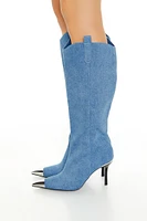 Denim Pointed Stiletto Boots