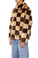 Faux Fur Checkered Coat