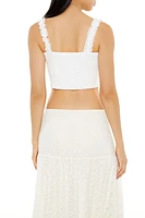 Lace-Up Eyelet Bustier Crop Top