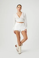 Ruched Clip Dot Crop Top