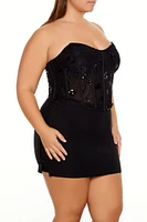 Plus Sequin Corset Tube Top