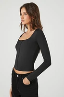 Fitted Long-Sleeve Crop Top