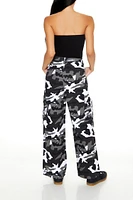 Camo Wide-Leg Cargo Utility Pants