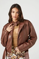 Belted Faux Leather Moto Jacket