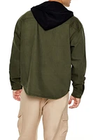 Hooded Curved-Hem Shacket