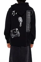 Music Graphic Drop-Sleeve Hoodie