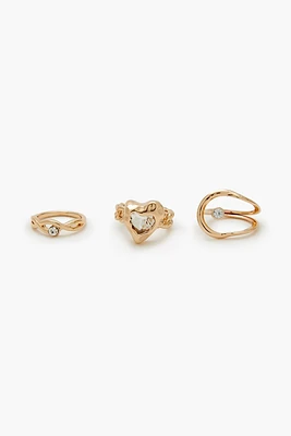 Hammered Heart Cocktail Ring Set