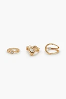 Hammered Heart Cocktail Ring Set