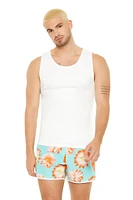 Floral Print Ringer Swim Trunks