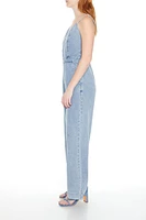 Denim Surplice Wide-Leg Jumpsuit