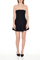 Pleated Strapless Bow Mini Dress