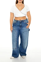 Plus Pointelle Wrap Crop Top