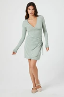 Ruched Mini Wrap Dress