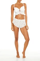 Floral Lace-Up Lingerie Corset Cami