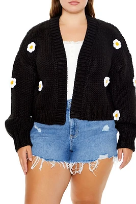 Plus Floral Cardigan Sweater