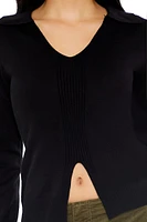 Ribbed Split-Hem Sweater