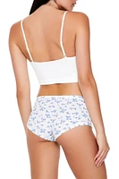 Floral Cotton-Blend Shortie Panties