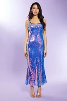 Iridescent Sequin Mermaid Midi Dress