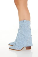 Rhinestone Denim Overlay Boots