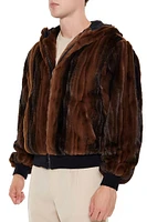 Gradient Faux Fur Zip-Up Jacket