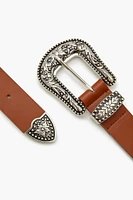 Etched Faux Leather Belt