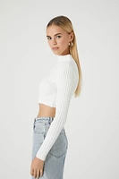 Sweater-Knit Mock Neck Crop Top