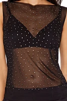 Mesh Rhinestone Sleeveless Top