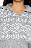 Geo Print Half-Zip Sweater