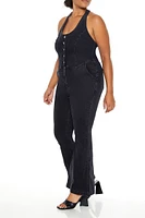 Plus Denim Halter Jumpsuit