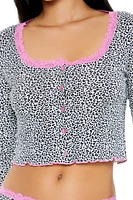 Leopard Print Lace-Trim Top