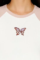 Embroidered Butterfly Raglan Tee
