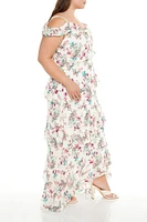 Plus Open-Shoulder Maxi Dress