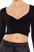 Sweater-Knit Crossover Crop Top