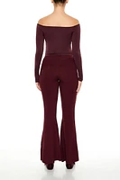 Sweater-Knit Mid-Rise Flare Pants