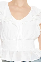 Smocked Ruffle-Trim Top