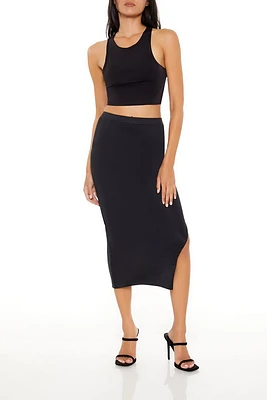 Contour Sculpt Slit Midi Skirt