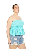 Plus Strapless Peplum Top