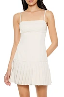 Pleated Drop-Waist Mini Dress