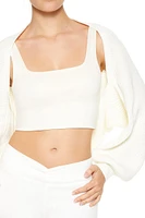 Balloon-Sleeve Shrug Sweater