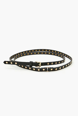 Thin Studded Faux Leather Belt