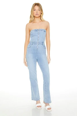 Strapless Zip-Up Denim Jumpsuit