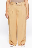 Plus Belted Wide-Leg Pants