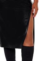 Plus Faux Leather Midi Skirt