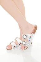 Dual-Strap Rhinestone Sandals