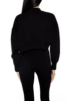 Faux Pearl-Trim Cropped Sweater