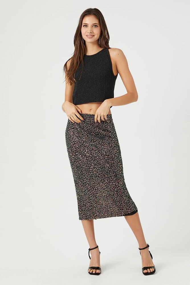 Sequin Straight Midi Skirt