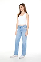 Rhinestone-Trim Straight Jeans