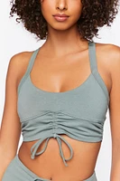 Ruched Drawstring Sports Bra